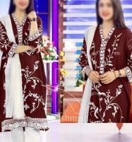 Stitched Linen Printed 3-Pcs Dress With Chiffon Dupatta (LN-299) Price in Pakistan