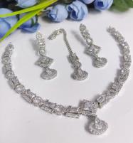 AD Zircon Silver Necklace Set For Girls (PS-528) Price in Pakistan