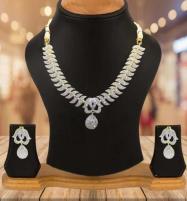 Elegant Indian Silver Zircon Necklace Set With Earring (ZV:5627) Price in Pakistan