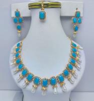 Zircon Stone Necklace Set With Earring (ZV:15700) Price in Pakistan