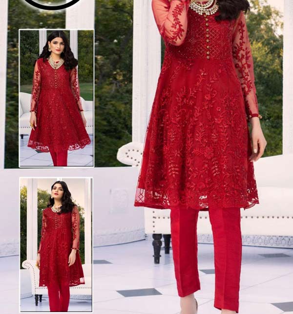 Heavy Full Embroidery Net Kurti With Inner (K-100) (Unsicthed)