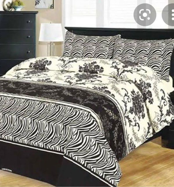 Crystal Cotton Black & White King Size Bed Sheet (BCP-59)