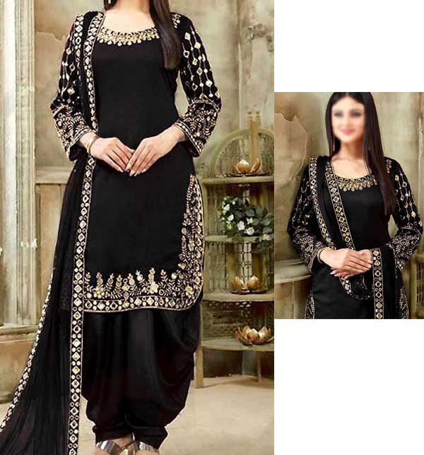 Chiffon Embroidery Suit With Mirror Work Mirror Work Dupatta (Unsitched) (CHI-406)