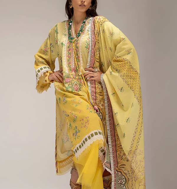 Linen Embroidered Dress With Linen Dupatta (Unstitched) (LN-313)
