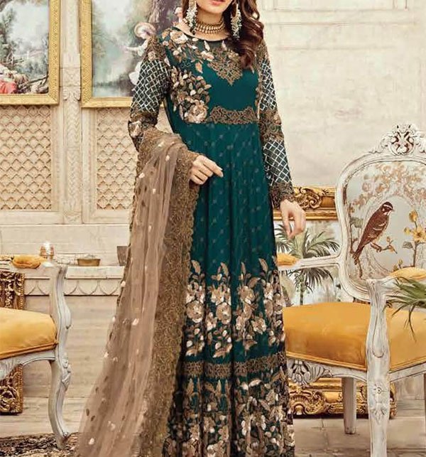 Heavy Embroidered Chiffon Dress with Net Dupatta (CHI-296) (UnStitched)