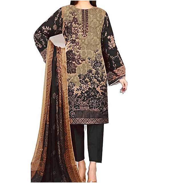 Linen Heavy Embroidered Suit with Linen Dupatta (UnStitched) (LN-315)