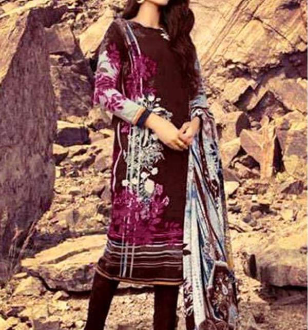 Khaddar Embroidered Dress With Wool Shawl Dupatta (UnStitched) (KD-164)