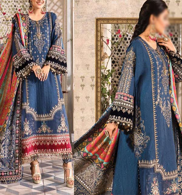 Luxury Heavy Chiffon Embroidered Part Dress 2022 With Silk Dupatta 4 Side Embroidery (UnStitched) (CHI-769)
