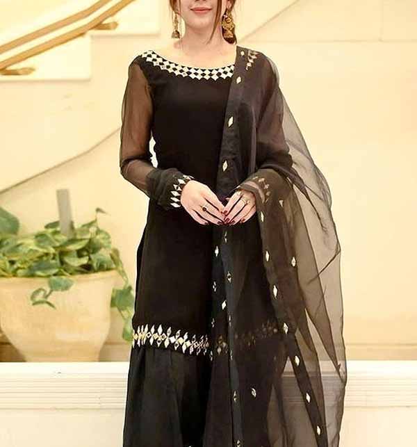 party wear mirror work suit