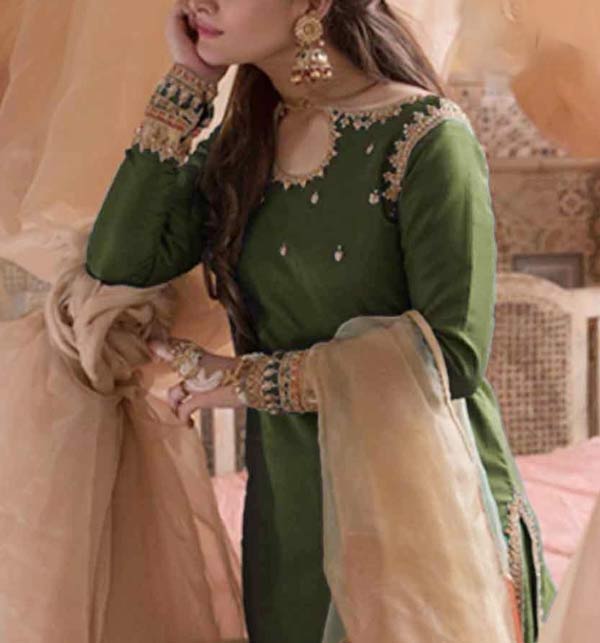 New Organza Embroidered Dress With Net Dupatta (Unstitched) (CHI-556)