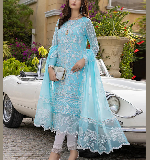 Organza Full Heavy Sequins Embroidered Dress With Organza Embroidered Dupatta (UnStitched) (CHI-844)