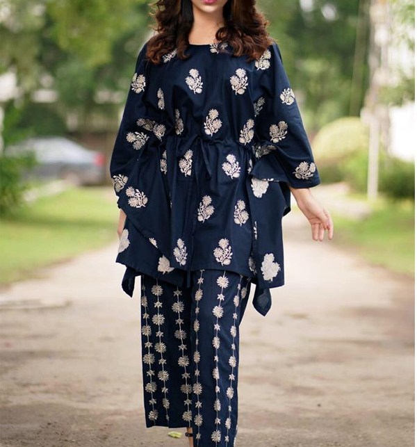 Stitched Linen Embroidered Poncho Style 