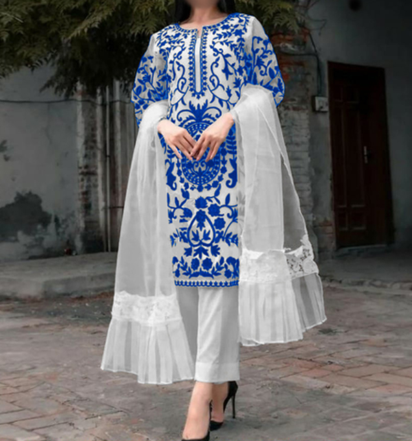 Stitched organza Full Heavy Embroidery Dress With Organza Dupatta (RM-66)