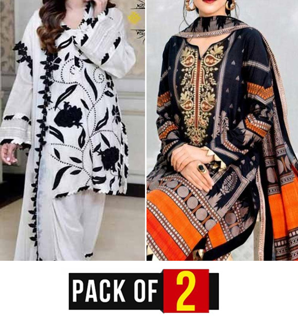WINTER DEAL Pack Of-2 Khaddar With Wool Shawl & Linen Embroidery 2 Pec Dress (KD-128) & (LN-217)